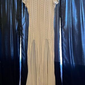 Elegant Cream Lace Maxi Dress - Women